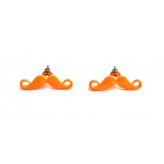 neon orange mustache earrings