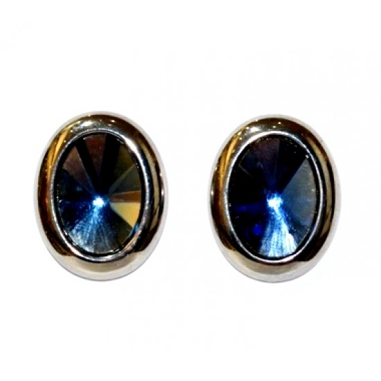 Blue rhinestone clip-on earrings