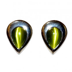 green cats eye clip-on earrings