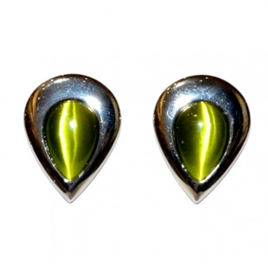 green cats eye clip-on earrings