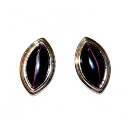 Plum cat's eye clip-on earrings