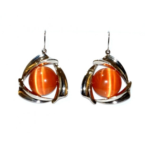 orange cat eye earrings