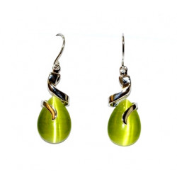 green cat eye earrings