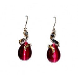 fuchsia cat eye earrings