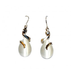 boucles d'oreilles oeil de chat blanc