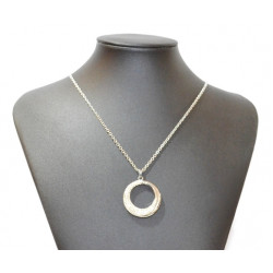 stainless steel necklace with white rhinestones
