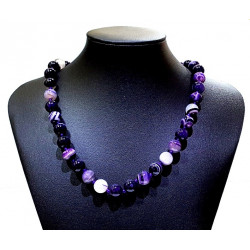 collier agate 10mm violette