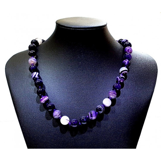 purple agate necklace 10mm