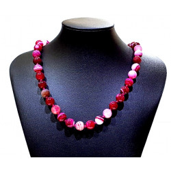 collier agate 10mm rose