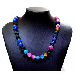 collier agate 10mm multicolore