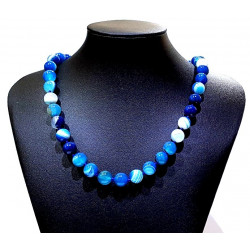 collier agate 10mm bleu