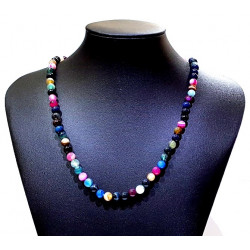 Collier agate 6mm multicolore