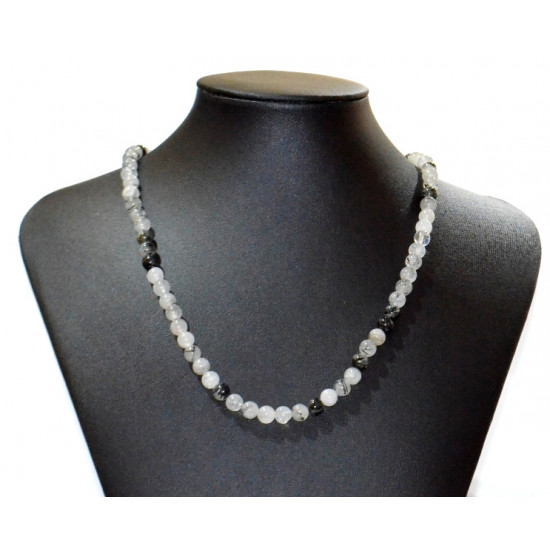 quartz and tourmaline necklace 6mm
