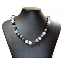 quartz and black tourmaline necklace 10mm