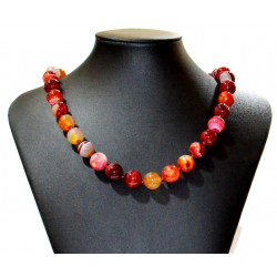 Collier agate 12mm rouge
