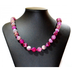 Collier agate 12mm rose