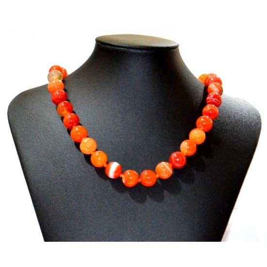 Collier agate 12mm orange