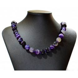 Collier agate 12mm violette