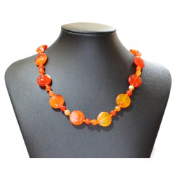 collier agate orange rond PM