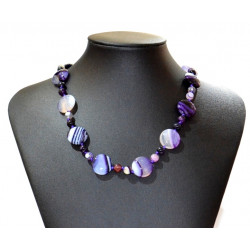 collier agate violette rond PM