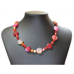 collier agate rouge rond PM