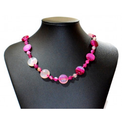 collier agate rose rond PM
