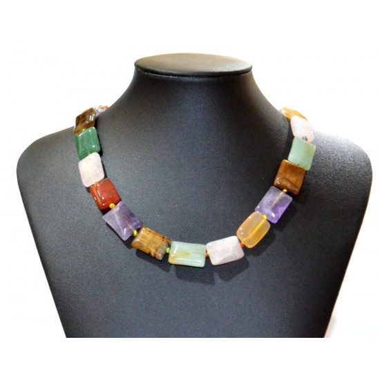 rectangular multi-stone necklace