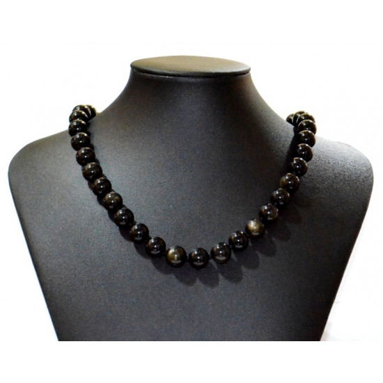 gold obsidian necklace 10mm