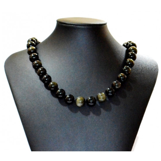 gold obsidian necklace 12mm