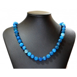 Collier agate 10mm bleu facetté