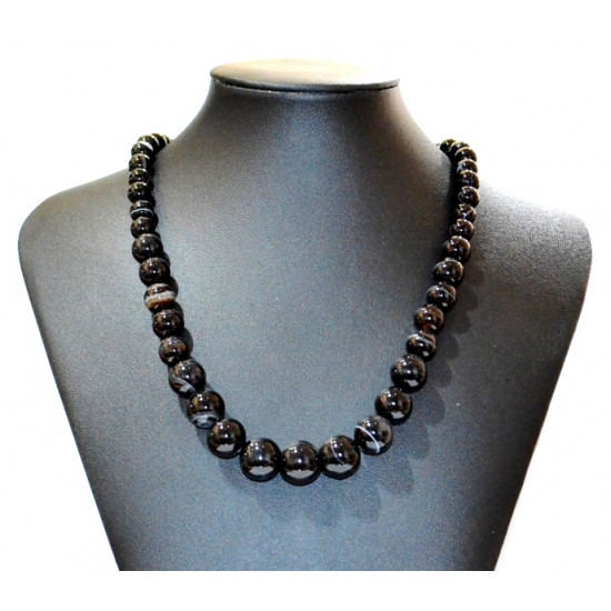 Black onyx cascading necklace 6-14mm