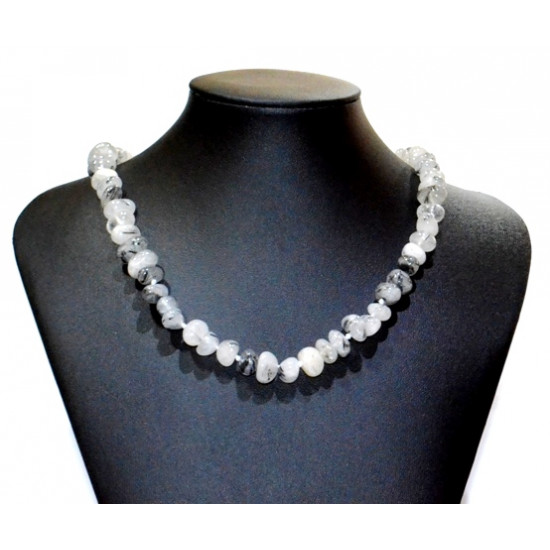 quartz and tourmaline necklace