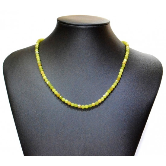 faceted green opal necklace 4mm