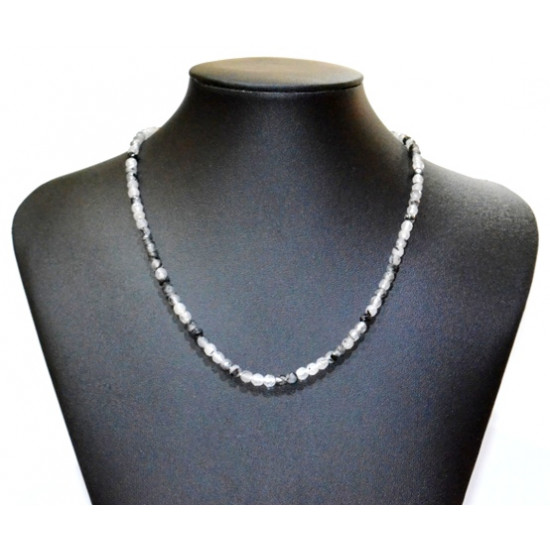quartz and tourmaline necklace 4mm
