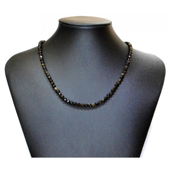 faceted gold obsidian necklace 4mm