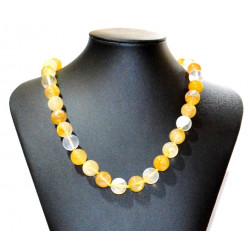 yellow hematoid quartz necklace 12mm