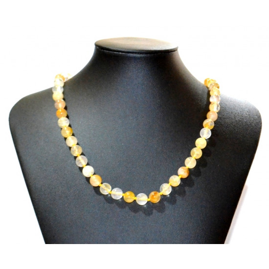yellow hematoid quartz necklace 8mm