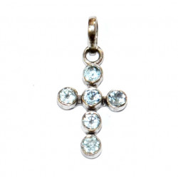 Sterling Silver Blue Topaz Pendant PF-59