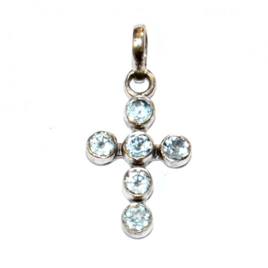 Sterling Silver Blue Topaz Pendant PF-59