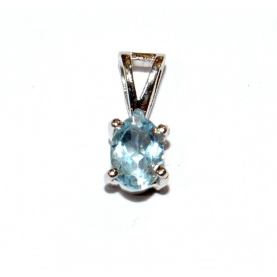 Sterling Silver Blue Topaz Pendant PF-35