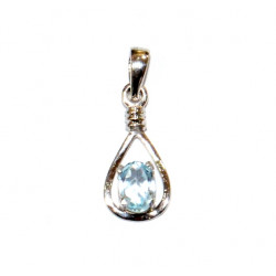 Sterling Silver Blue Topaz Pendant PF-50