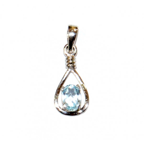 Sterling Silver Blue Topaz Pendant PF-50