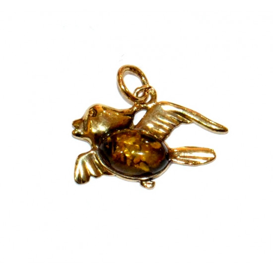 Vermeil Amber Pendant Bird