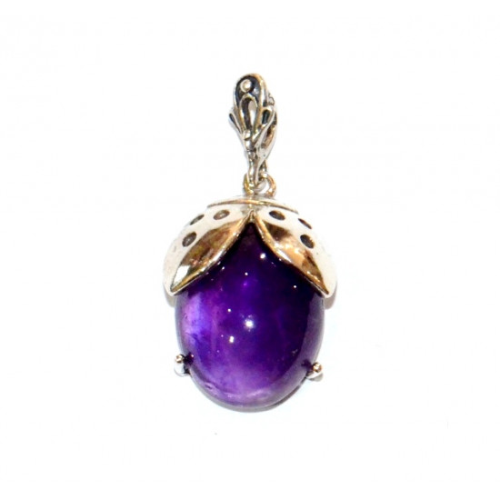 Sterling Silver Amethyst Pendant Ladybug P66-00