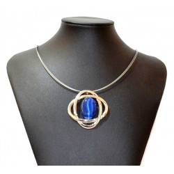 collier oeil de chat bleu