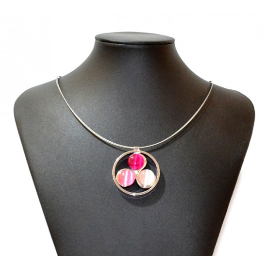 collier oeil de chat rose