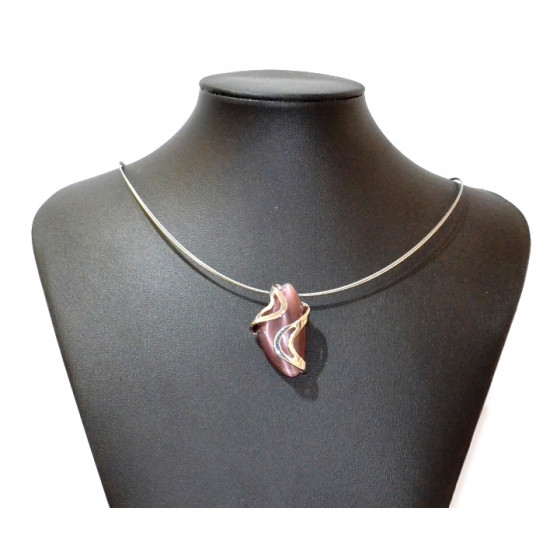 necklace cats eye burgundy