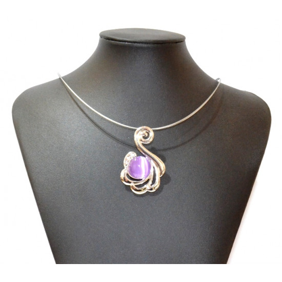 necklace cats eye purple