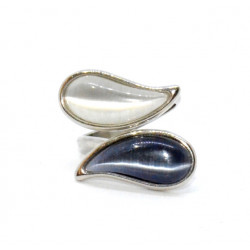 bague oeil de chat gris-blanc