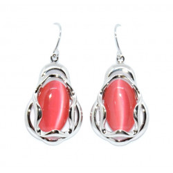 boucles d'oreilles oeil de chat rose